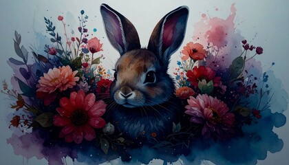 easter bunny with easter eggs