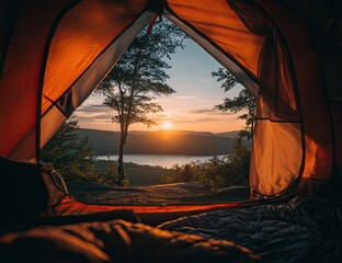 Sunrise view from a tent