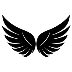Fototapeta premium Pair of black stylized wings on a white background vector illustration