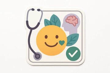 Fototapeta premium Embracing Holistic Wellbeing with Smiley Fruit and Healthcare Symbols Highlighting Mental Clarity and Emotional Balance in a Playful Design captured with clarity