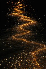 Fototapeta premium Abstract golden stream cascading on black background