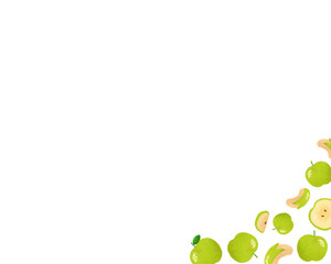 青リンゴ 水彩手描きイラスト 上品なフルーツフレーム チラシ・ポスター・Webデザインに使える装飾イラスト素材