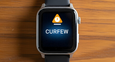 Curfew Alert Displayed On Smartwatch Notifying The User About Time Restriction