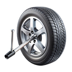 Obraz premium Car wheel with tire and alloy rim, isolated on white background