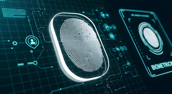 Digital Identity Recognition System Technology Verification Concept With Fingerprint