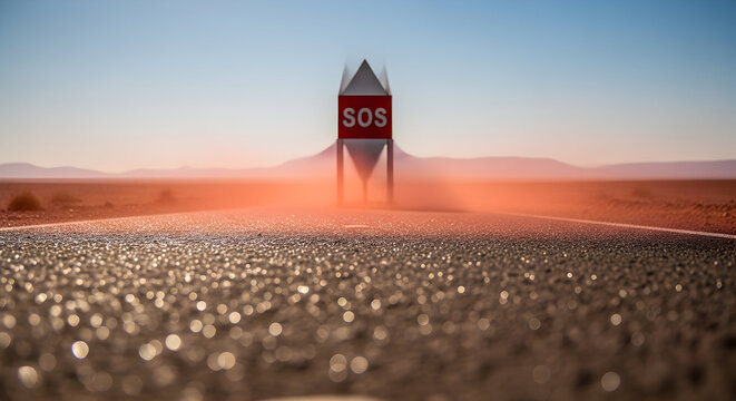 Desert Highway Distress Signal Represents Remote Problems and Uncharted Territory