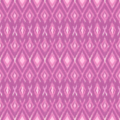 Allover ikat print seamless pattern in pink purple color