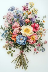 Obraz premium Soft Spring Bouquet on White Background