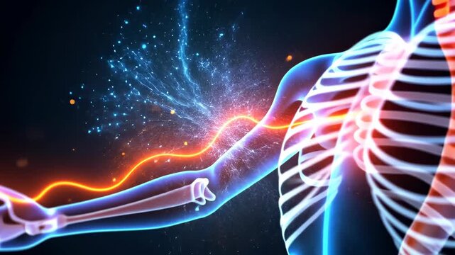 Ribs human, skeletal anatomy, bone structure. Medical visualization. Cartilage flexibility ensures proper breathing. Bone density affects overall health. Skeletal health critical to body support.