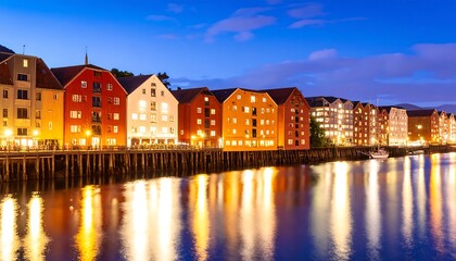 Obraz premium Vibrant waterfront city at night (1)