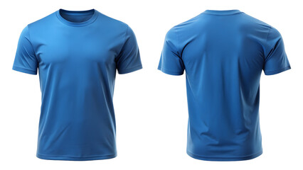 Blue T-Shirt Round Neck Front and Back View Template

