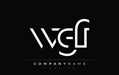 WGF abstract letter design. Modern Business Logo Design With Abstract Typography and Contemporary Style