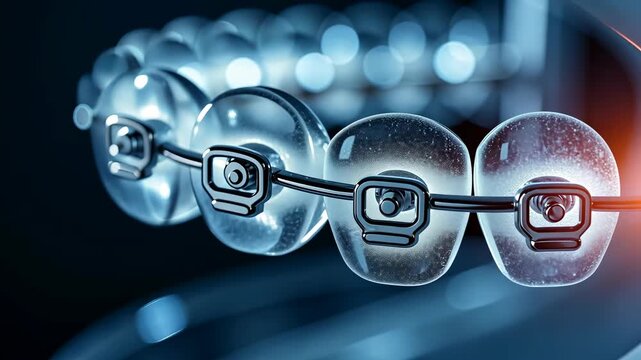 Braces dental, tooth alignment, orthodontic health. Dental treatment. Brackets tighten to improve bites. Wires adjust for teeth positioning. Orthodontics ensure correct jawline.