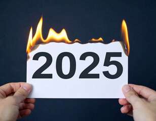 Burning 2025 Paper Representing Transition, Change, and New Beginnings