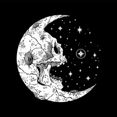 Scary crescent in the shape of a human skull © melazerg