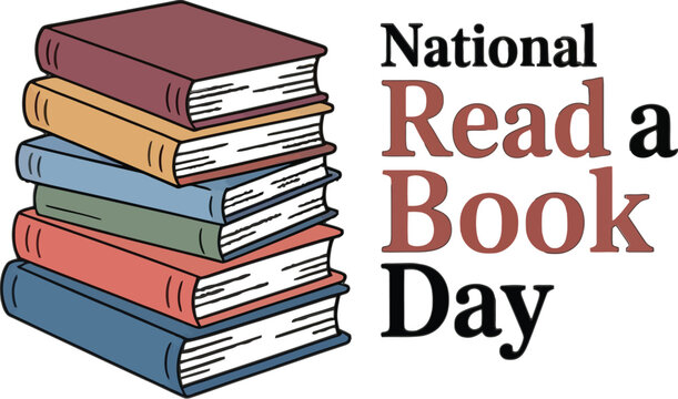 National Read a Book Day - Stack of Colorful Books Illustration