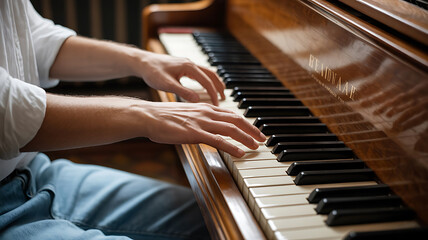 Fototapeta premium Hands playing a grand piano. 