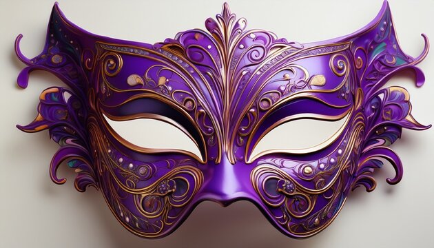 purple decorative mask with stylish patterns on clear background