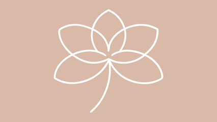 Elegant cream flower outline illustration on a blush pink background decorative design