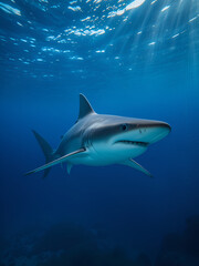 Obraz premium Silky shark swimming gracefully in the Maldives