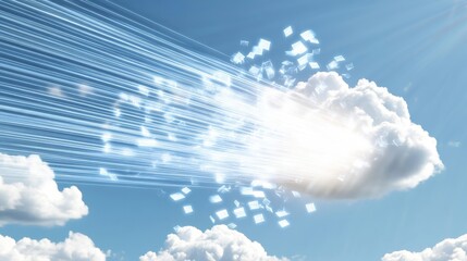 A bright blue sky with a cloud that looks like it's about to explode