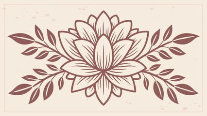 Elegant floral ornament with leaves in a stylish bohemian decorative design