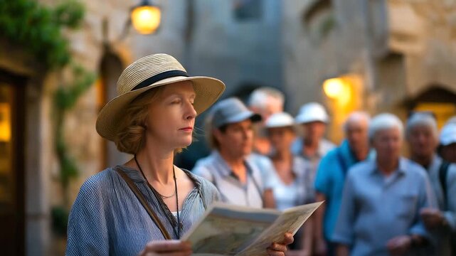 Guided Historical Walk in an Old Town with Tourist Group