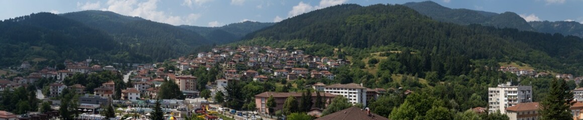 Naklejka premium Devin, Smolyan Province, Bulgaria-19.07.2021. A city in the Rhodope Mountains.