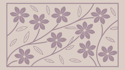 Elegant floral pattern with blossoms and leaves in a soft purple color scheme