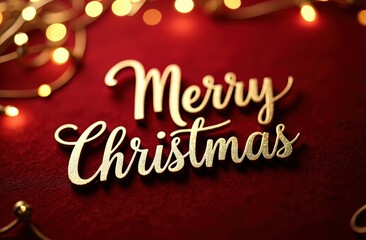 A festive holiday card with elegant &ldquo;Merry Christmas&rdquo; text written in gold foil script