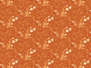Hand-drawn leaves in a luxurious flowery design. Elegant  background with linear, minimalistic design.