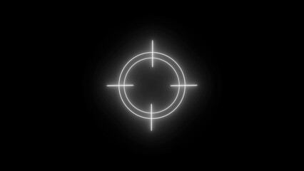 White Neon Crosshairs Target on Black Background scope
