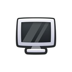 Isolated flat 3d monitor icon for game, interface, sticker, app. The sign in a cartoon style for match 3, arcade, rpg. The display sprite for craft element in hyper casual mobile game.