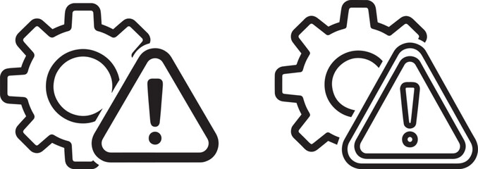 Vector art of gear with a warning triangle and exclamation mark, indicating a problem or alert, isolated on white background © msmdesign