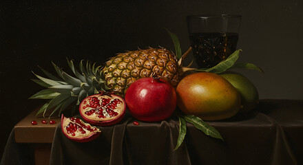 A classic Dutch Master still life with exotic fruits © Muaz