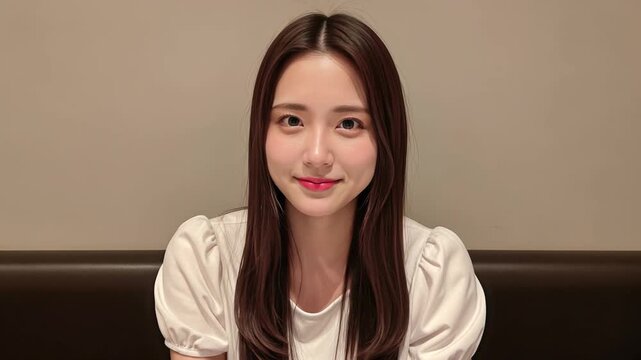 頬を膨らませて拗ねた表情を見せる黒髪ロングの女性