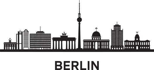 Berlin Skyline Silhouette Vector Illustration A Striking Cityscape of Germany's Dynamic Capital © Pappu0099