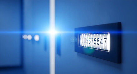 Illuminated Counter Displays Numerical Data In A Modern Blue Environment
