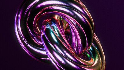 Retro abstract background with shiny metallic shape on dark background with grain effect