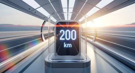 Futuristic Train Speedometer Displaying High Velocity For Technological Advancement