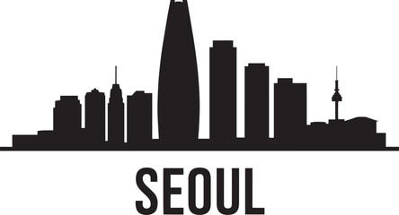 Fototapeta premium Seoul Skyline Silhouette Vector Illustration with Cityscape and Urban Landscape Design