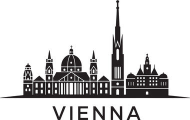 Fototapeta premium Vienna Skyline Silhouette Vector Illustration Austria Cityscape Urban Design Travel Landmark