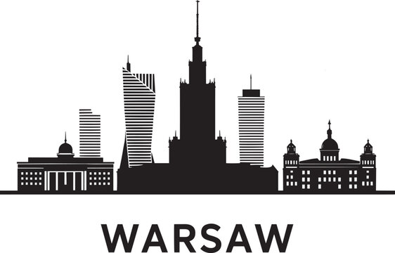 Warsaw Skyline Silhouette Vector Illustration A Striking Cityscape of Poland's Vibrant Capital