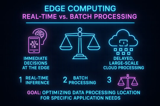 Edge Computing Infographic with Distributed Network for Technology Infrastructure