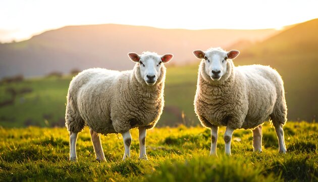 Two sheep in a field at sunset (2)
