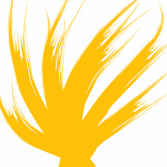 Abstract yellow brush strokes fanning out in a dynamic splash. Modern graphic design element for a creative project.