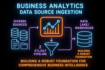 Neon Data Ingestion Process Infographic for Analytics Systems