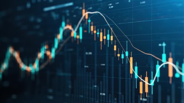 Dynamic stock market chart with fluctuating prices showing financial growth and economic trends for business analysis video