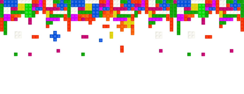 Seamless vector of building brick blocks toy like Lego. Colorful plastic toy bricks for children Brick toy design seamless for kids fashion. Vector