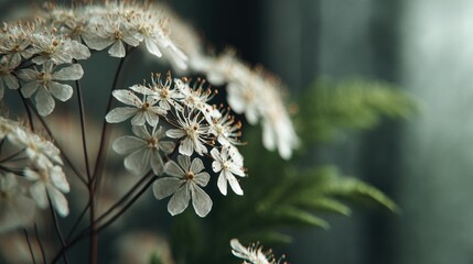 Obraz premium Delicate White Flowers in Soft Focus, Nature's Gentle Beauty Unveiled
